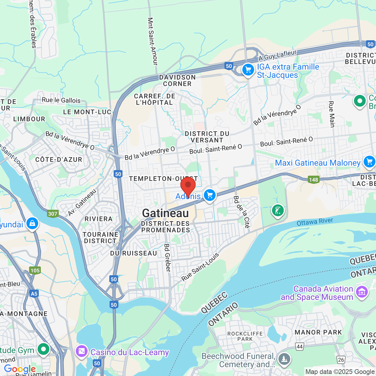 Google map image of our location in 555 Boulevard de la Gappe Gatineau, QC